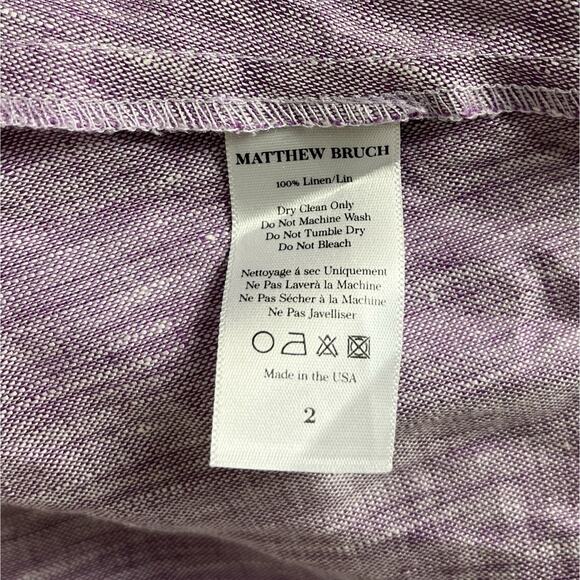 Matthew Bruch Kimmie Cutout Mini Dress Lavender Melange Linen Strappy Size 2 - Picture 9 of 9